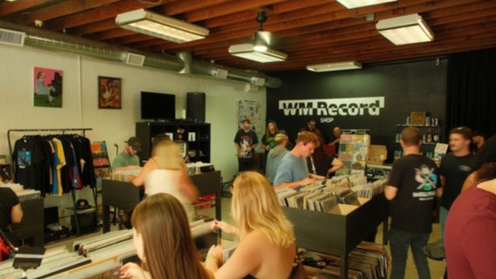 Shopping at a record store