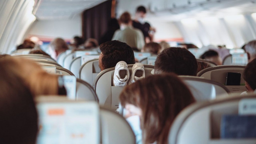 People travelling in an airplane