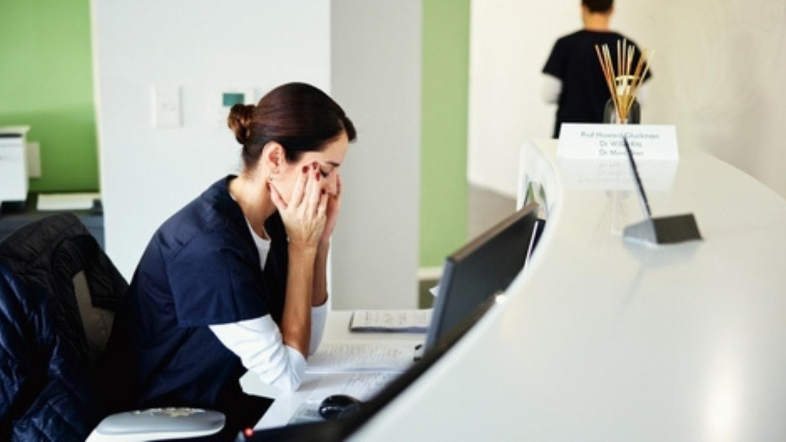 She Was Hired as a Receptionist — Now Shes Also the Cleaner, Assistant, Marketer, and IT Department Stressed receptionist