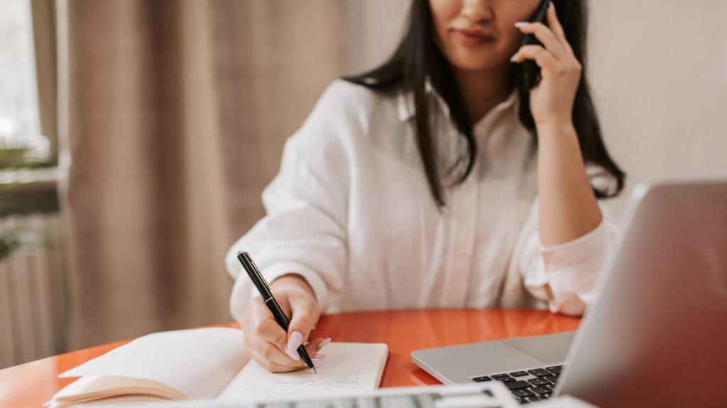 Woman on the phone to her CC company