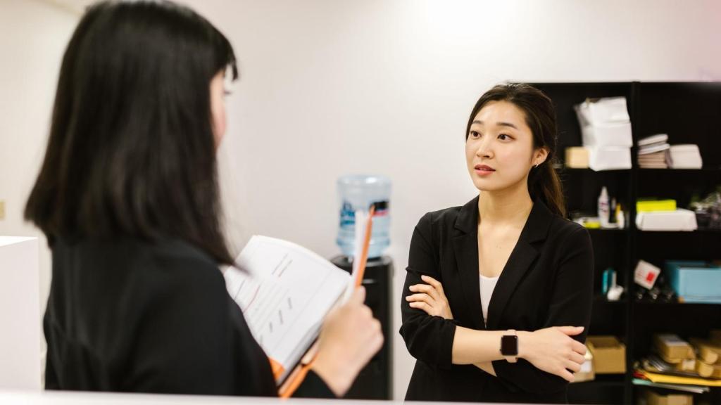 Woman speaking with her line manager