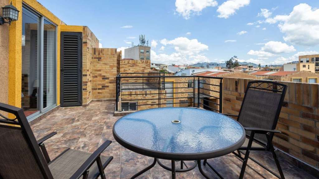 Nice patio with a view of the mountains