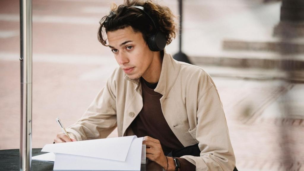 College student working on his thesis