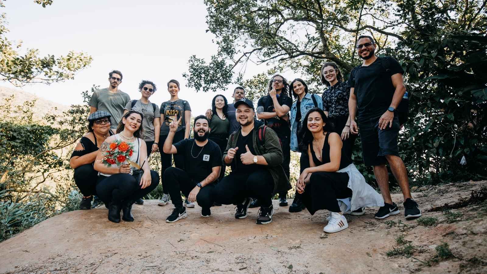 Friend group posing in Australia