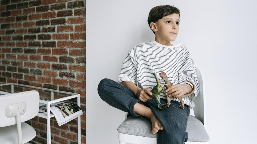 8 year old child playing with his toys