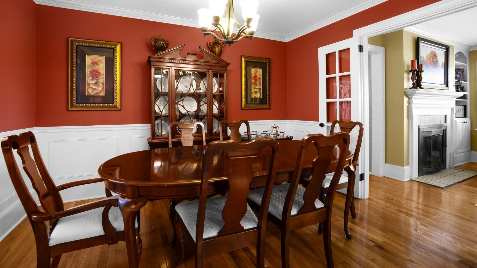 Antique China cabinet in a dining room