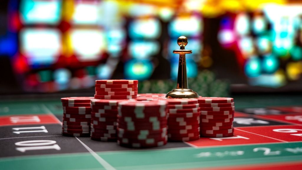 stack of chips on a roulette table at a casino