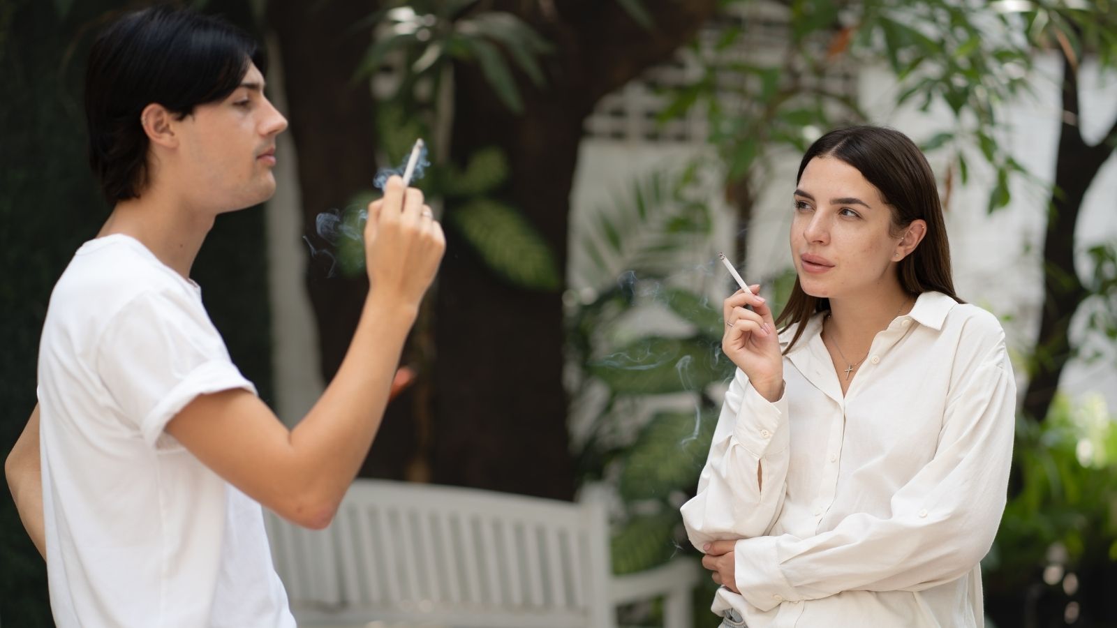 Neighbor Complains About Couple Smoking Outside With Morning Coffee Despite No HOA Rule Against It couple smoking cigarettes outside