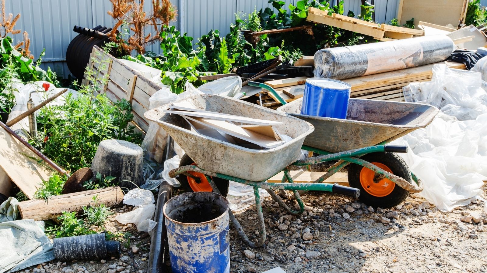 construction equipment in backyard