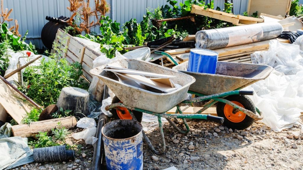 construction equipment in backyard