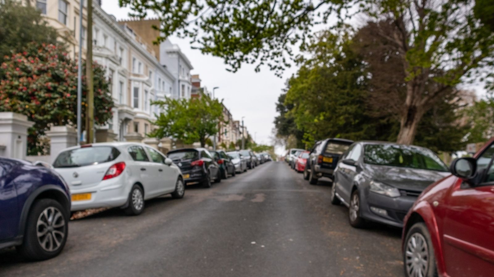 cars parked on a residential street