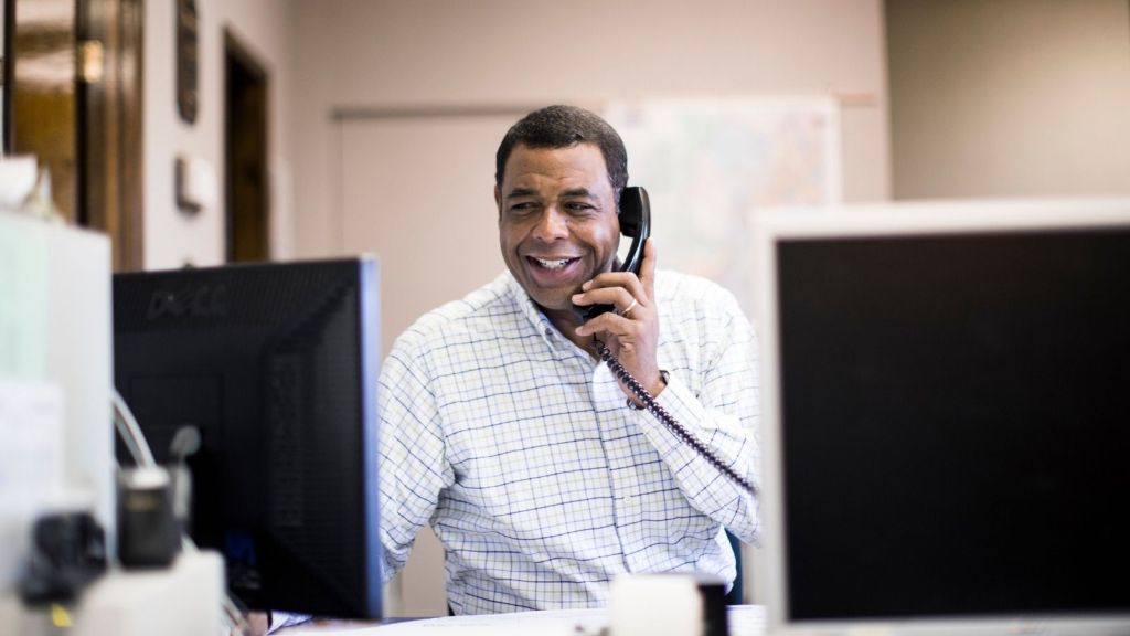 businessman talking on the phone in an office