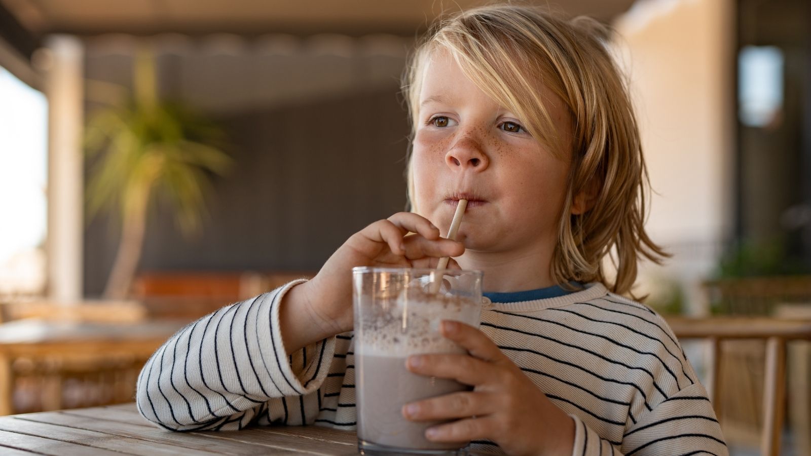 boy drinking chocolate milk