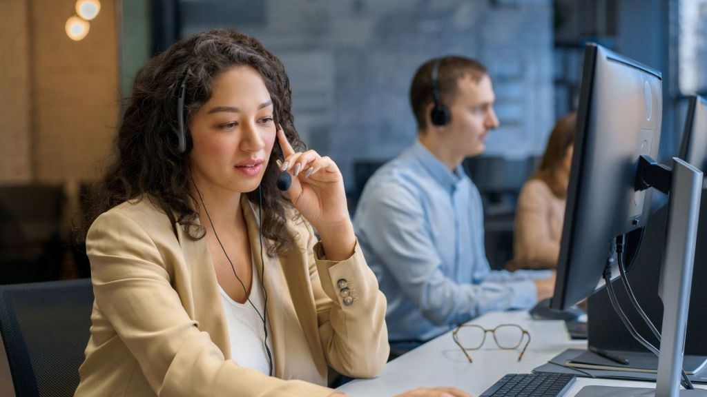 Helpdesk employee working in a call center
