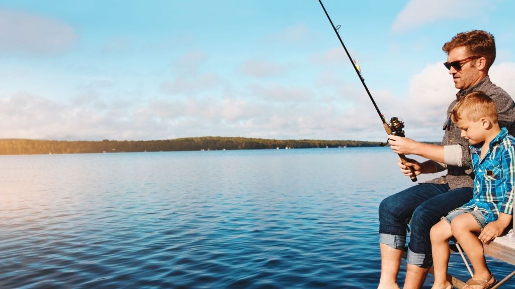 father and son fishing
