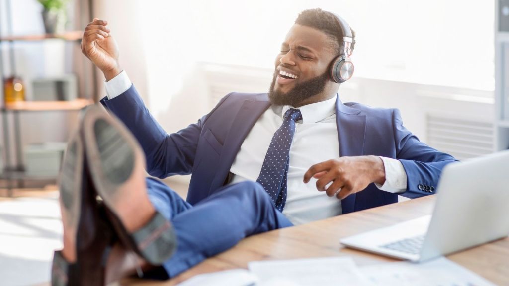 businessman at work with his feet up