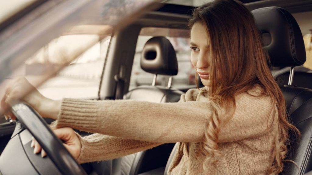 Woman driving a car