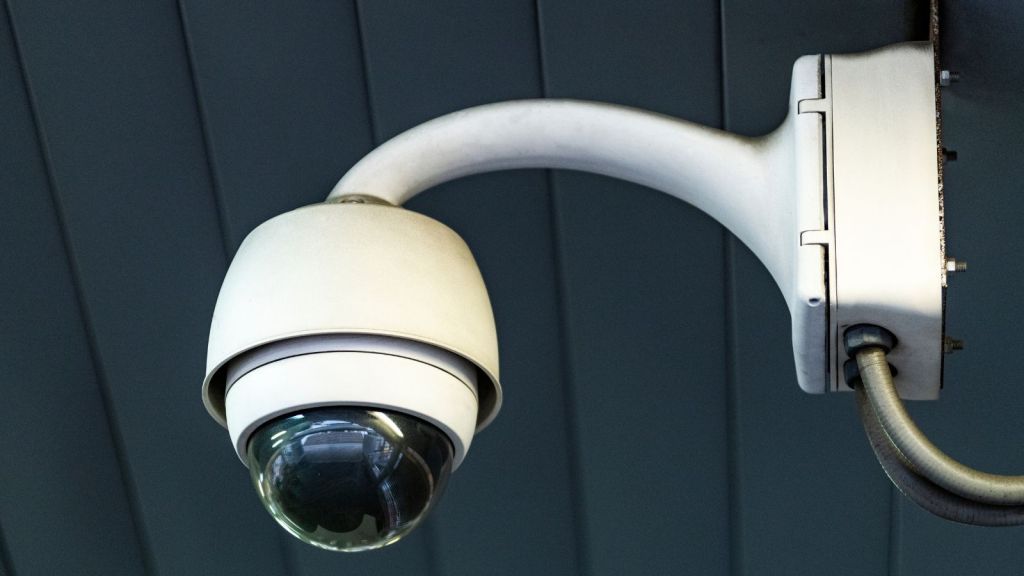 A CCTV camera installed on the ceiling