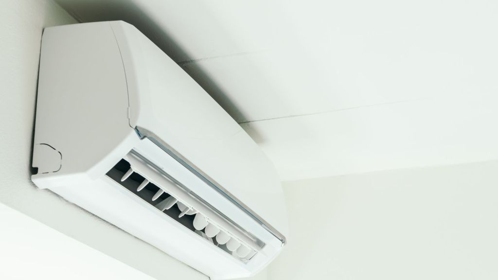 An airconditioning unit mounted on the wall