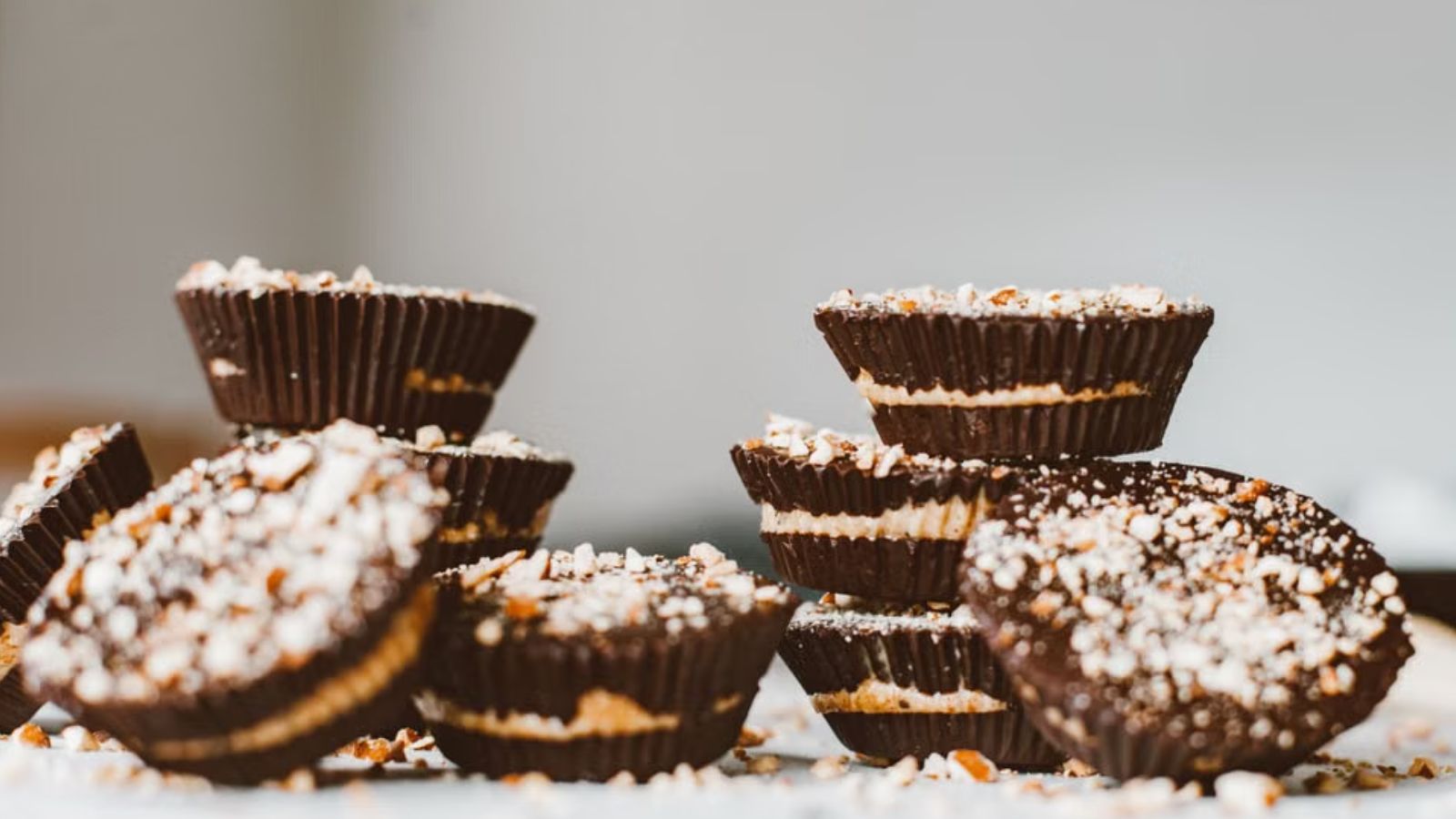 Delicious frozen peanut butter cups topped with peanuts