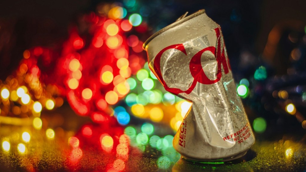 Crushed diet coke can