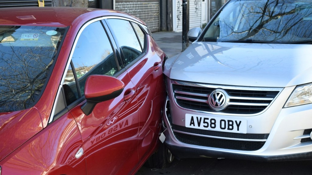 Sideswiped car
