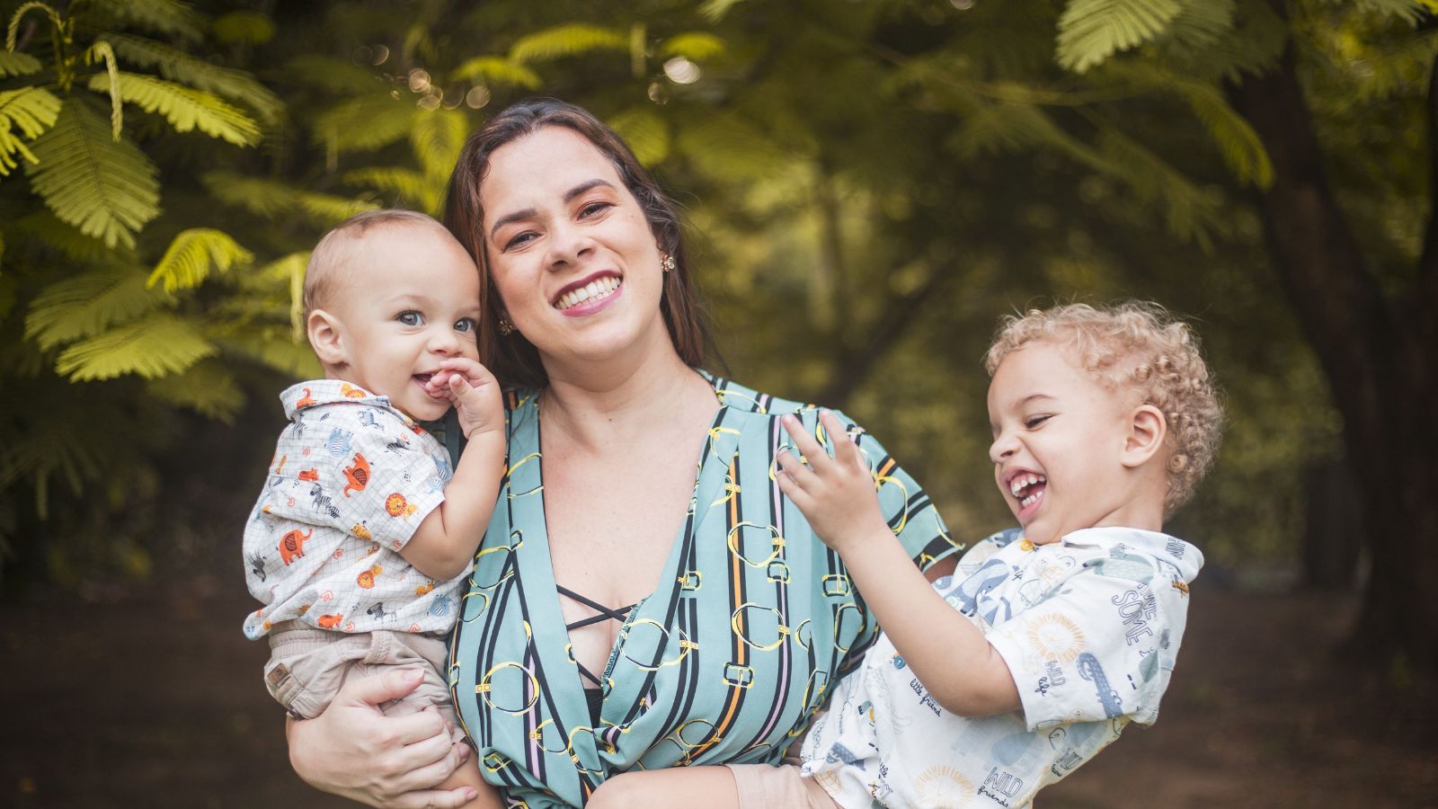 Woman with two kids