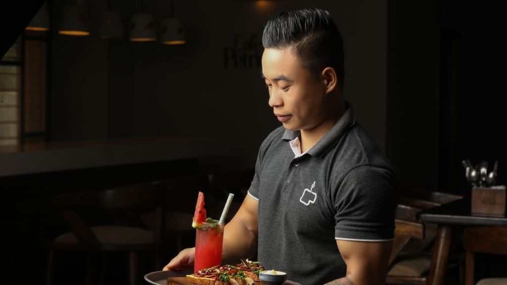 Server carrying drinks