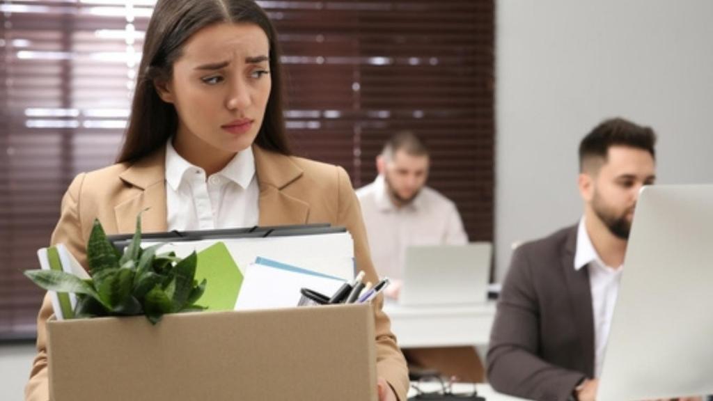 Sad fired woman