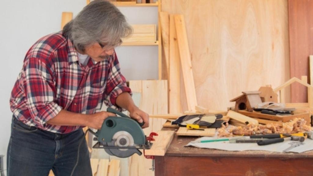 Woodworker in his shop
