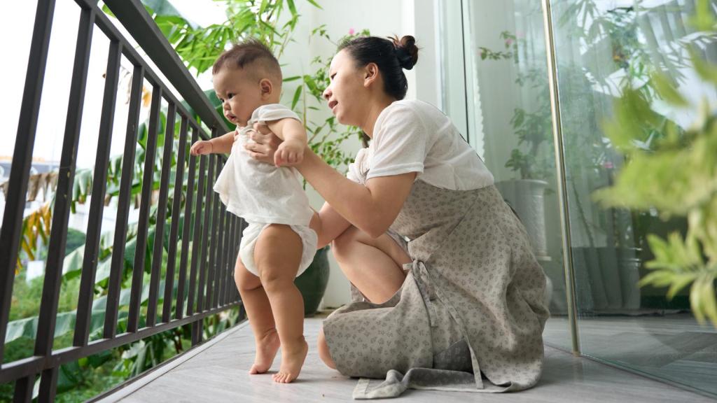 woman holding a baby