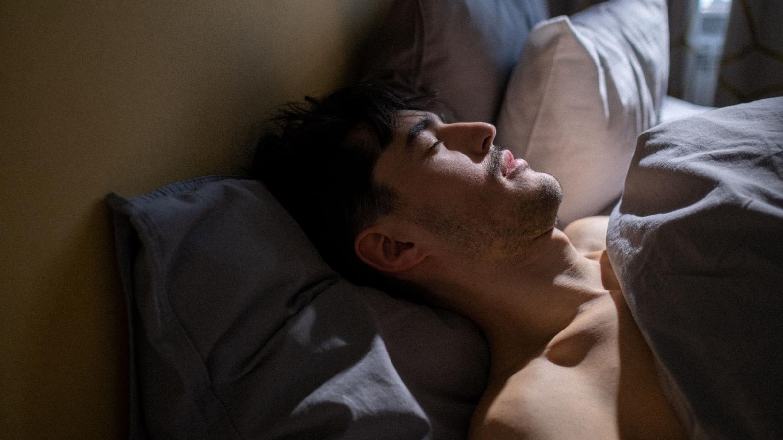 closeup of man sleeping