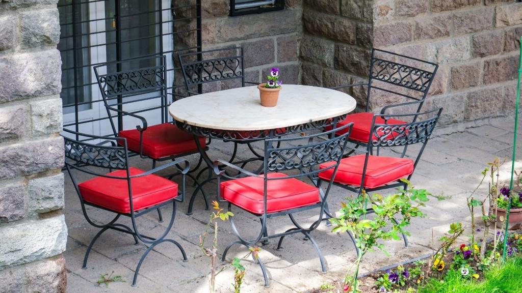 closeup of patio furniture