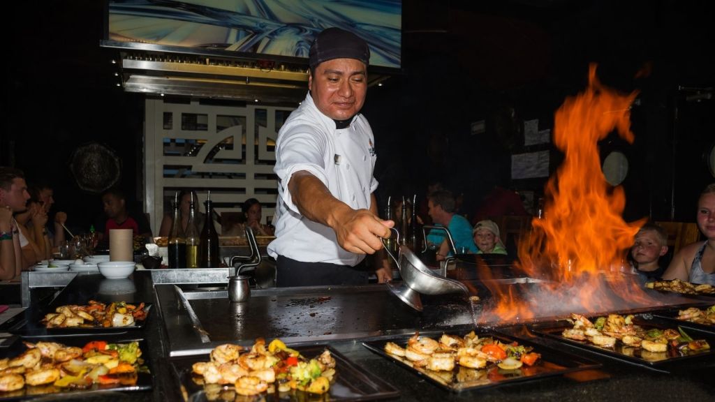 smiling hibachi chef