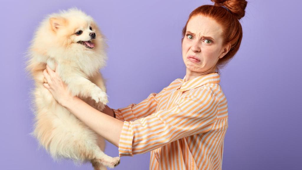 woman holding a dog