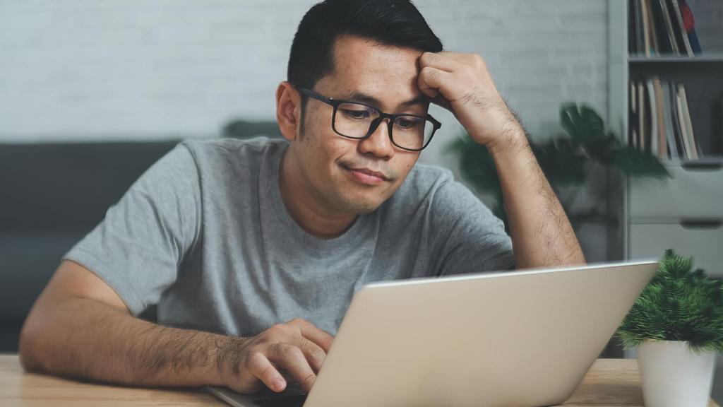 man on a computer