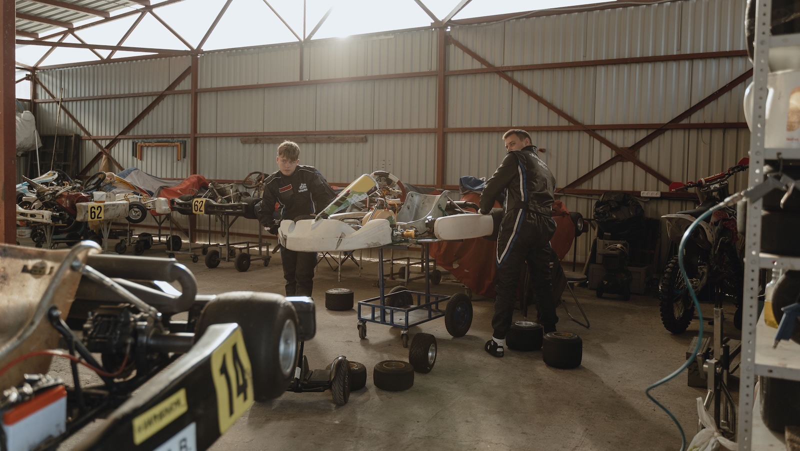 coworkers working in a garage
