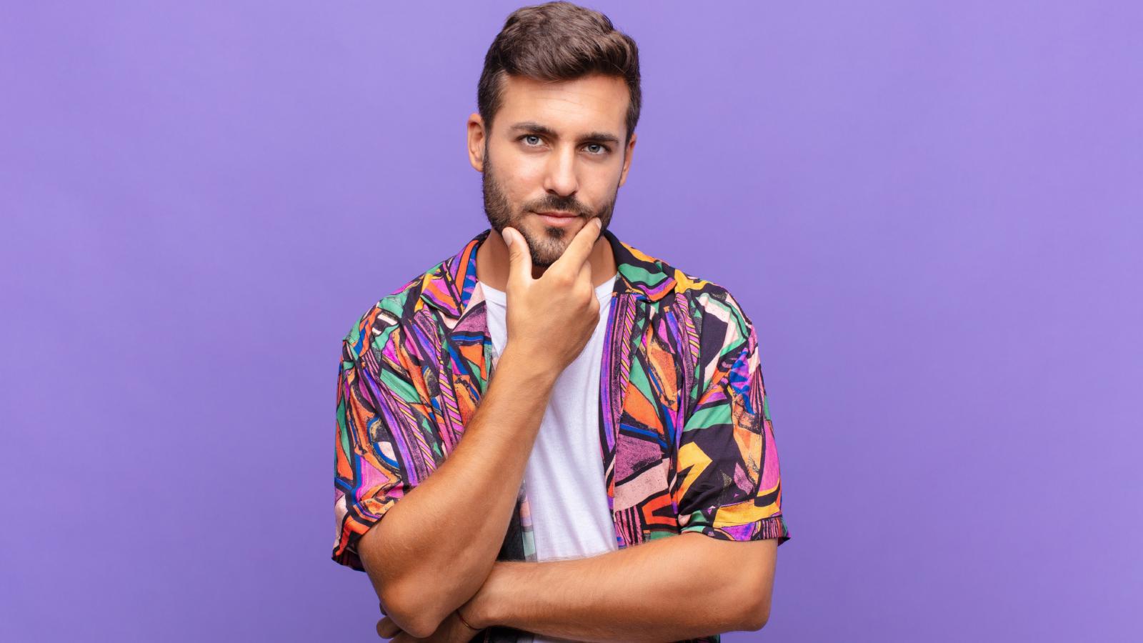 man wearing a hawaiian shirt
