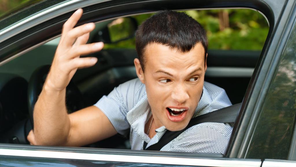 man sitting in a parked car