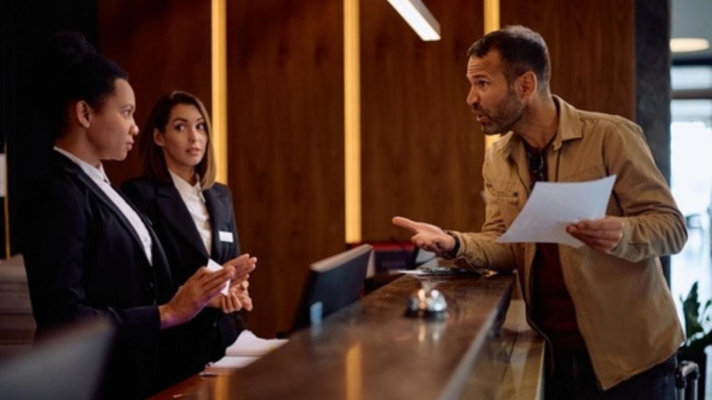 Angry hotel guest