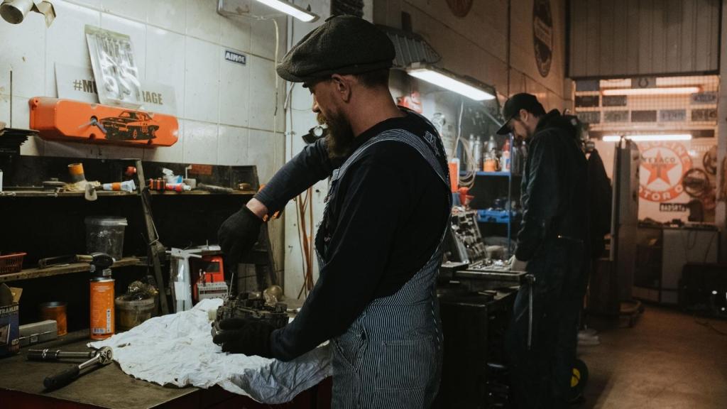 mechanic working at his bench