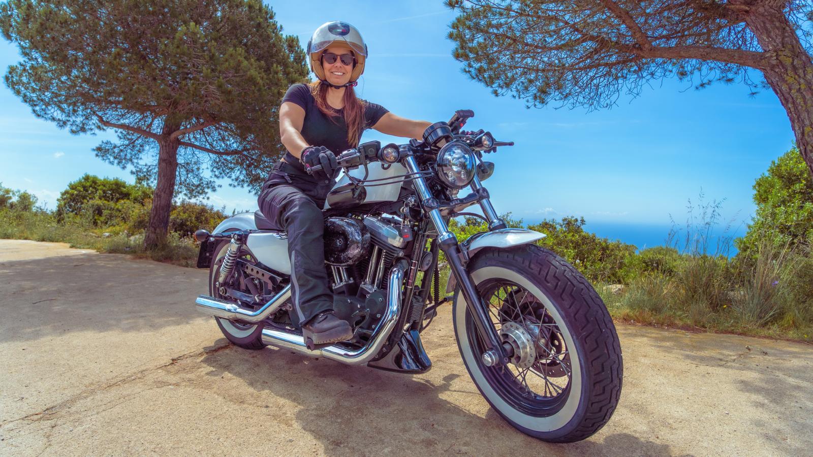 woman on a motorcycle