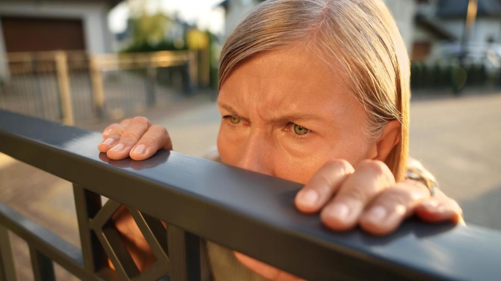 woman looking over a fence