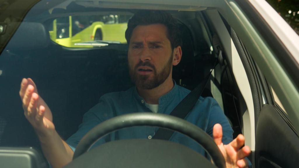 man in a car