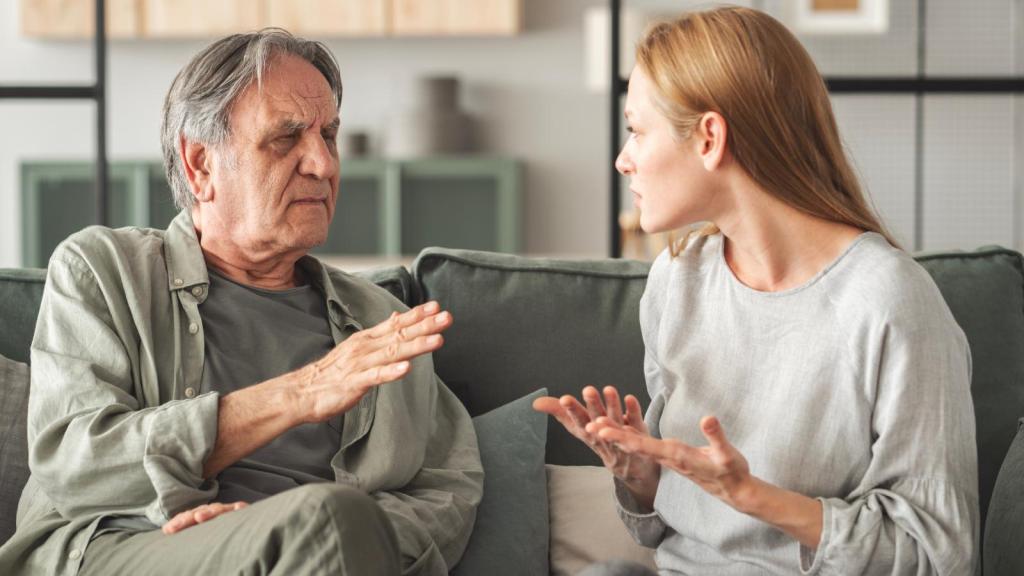 woman with her father