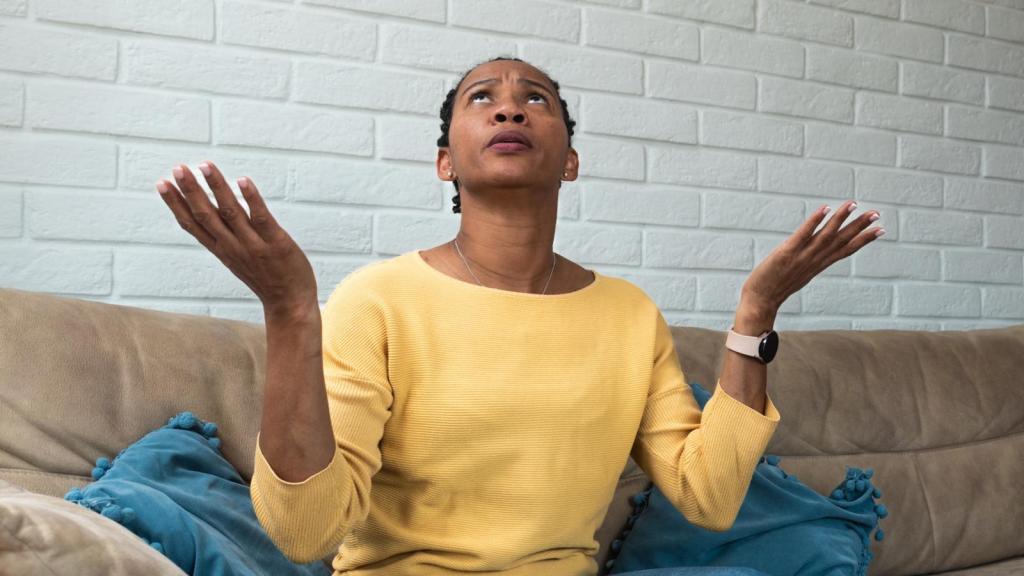 woman staring at her ceiling