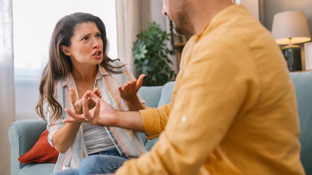 woman talking to a man