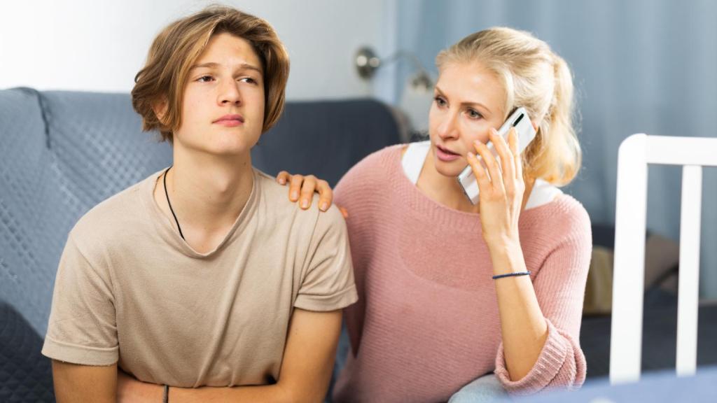 woman with teenage boy