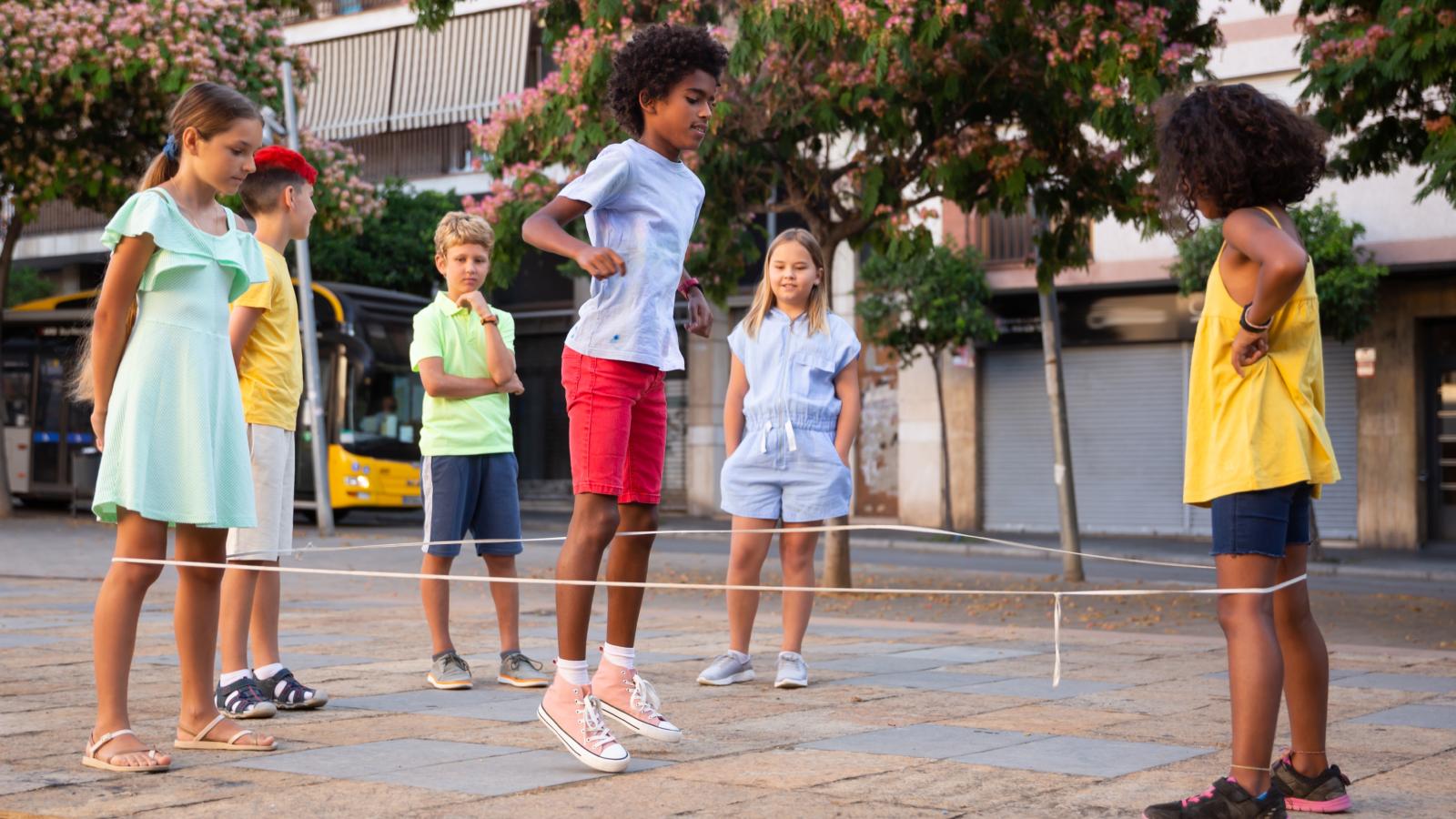 kids playing in a street