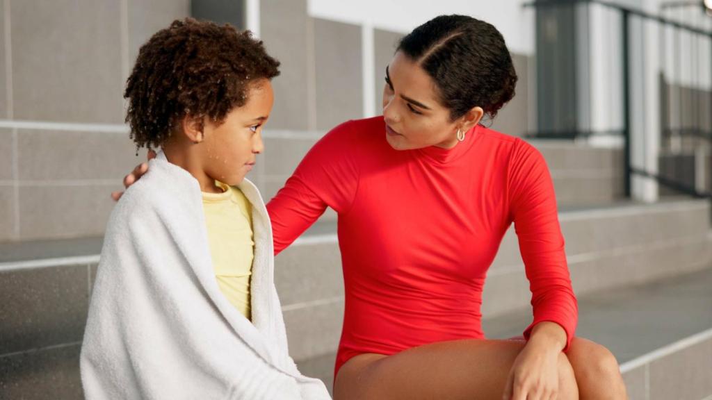 woman talking to a boy
